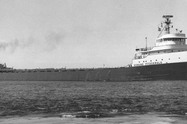 Historical image of the SS Edmund Fitzgerald.