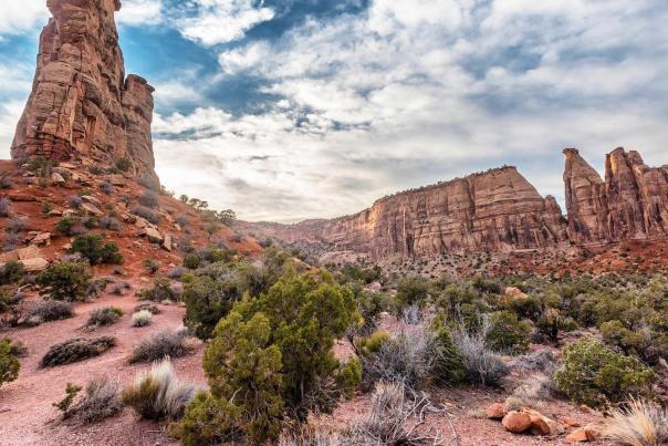 View of Colorado National Monument from the bottom of the Canyon