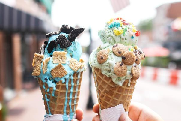 two ice creams cones