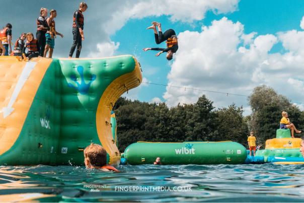 New Forest Water Park - Kids on the Aqua Park in the New Forest