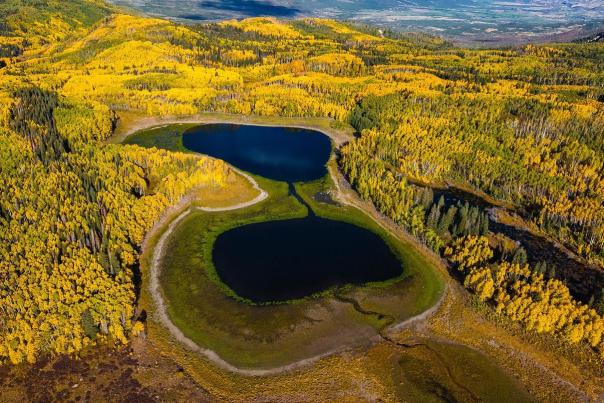 Aerial View of Lake on Grand Mesa