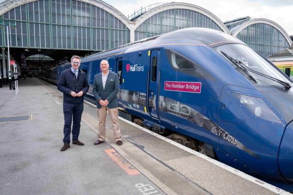Richard Salkeld, Head of Communications and Partnerships at Hull Trains, and Chris Blacksell, Chair of VHEY, at Hull's Paragon Interchange