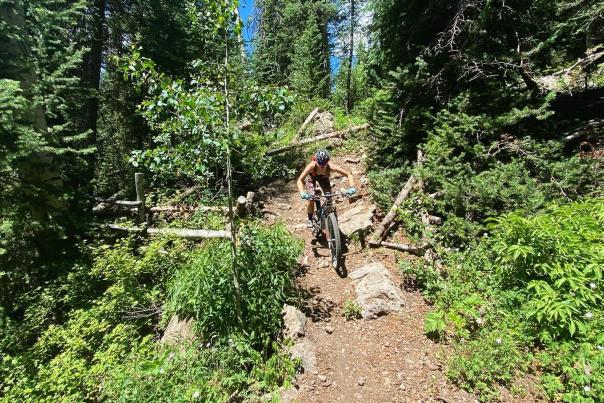 Biking down Kannah Creek Trail on Grand Mesa