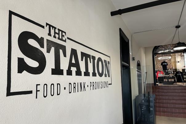 Clayton Station Interior Hallway Logo