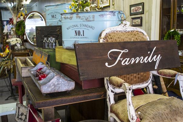 Vintage shopping items at Salvaged Heirlooms in Benson, NC.