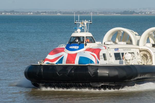 Photograph of a Hovertravel craft on water