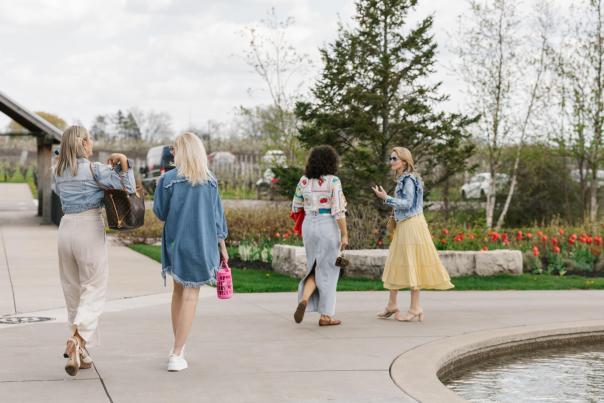 Women walking on a pathway