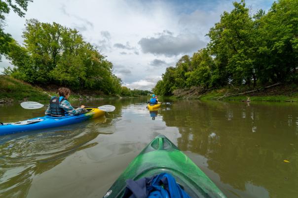 first person view from a kayak on a river