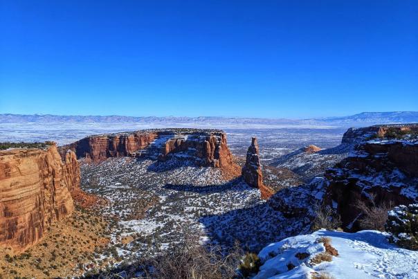 View of Colorado National Monument with Snow Dusting