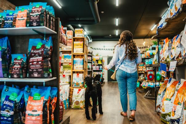 Barkin boujee shopping with dog