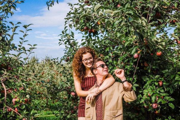 Couple in an Apple Orchard near Syracuse