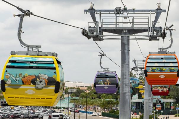 Disney Skyliner will begin carrying guests high above Walt Disney World Resort in Lake Buena Vista, Fla., on Sept. 29, 2019. The state-of-the-art transportation system will feature custom cabins that glide through the air, conveniently transporting guests between Disney’s Hollywood Studios and Epcot to four resort hotels – Disney’s Art of Animation Resort, Disney’s Caribbean Beach Resort, Disney’s Pop Century Resort and the new Disney’s Riviera Resort, scheduled to open in December 2019.
