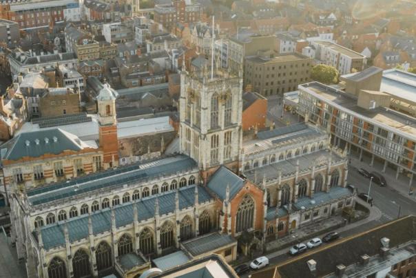 View of Trinity Square from the air.