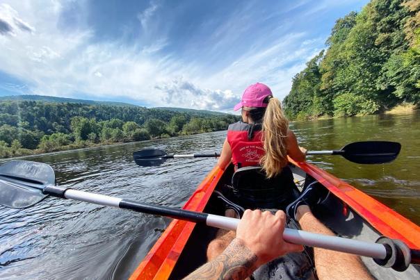 A first-person perspective of what kayaking in the Poconos looks like!