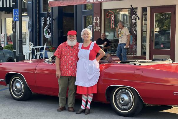 Santa's taking time out of his summer vacation to visit the Martinsville Candy Kitchen for Christmas in July!
