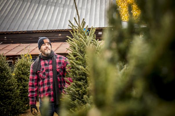 Man at Christmas Tree Lot