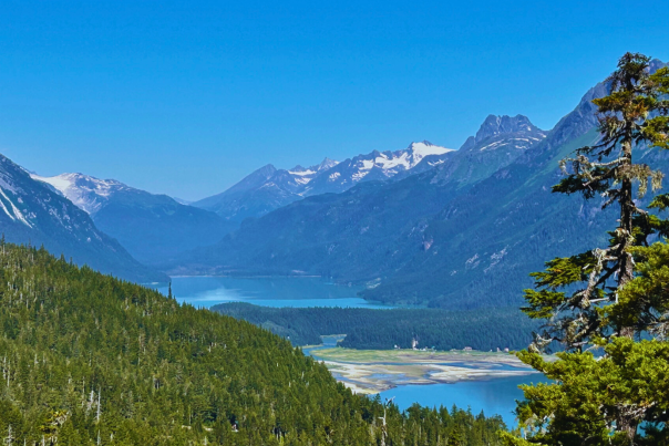 view of chilkoot lake and inlet from Takshanuk Mt Trail