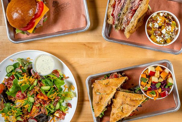 Plated Food Items Artfully Arranged on a Tabletop