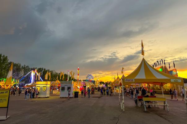 tents and rides set up during the state fair at the central states fairgrounds in rapid city