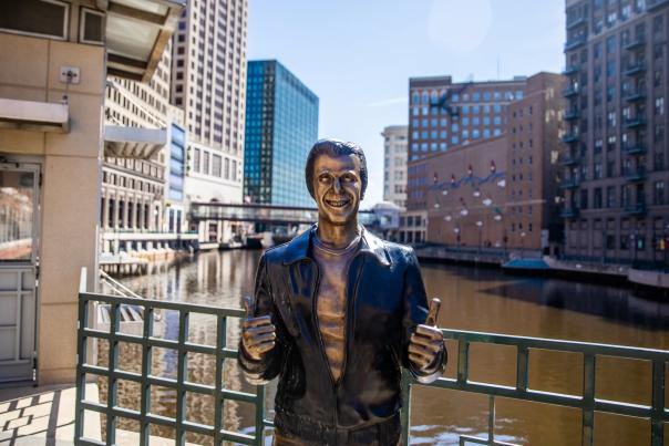 Bronze Fonz statue in Milwaukee