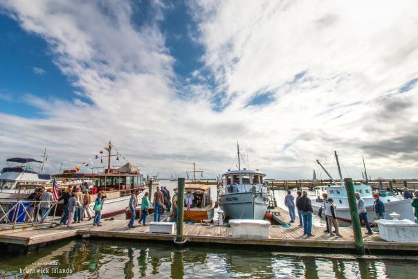 Southport wooden boats along a dock