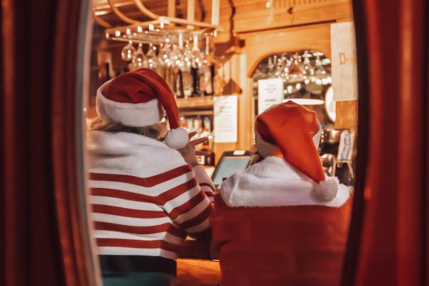 Couple in Santa Hats