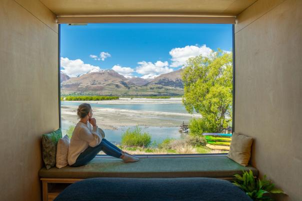 EcoScapes view of mountains and lake, Kinloch Wilderness Retreat