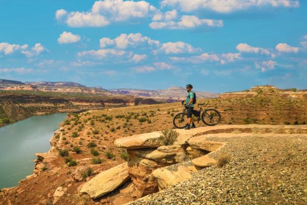 Mountain Biker Overlooking Colorado River