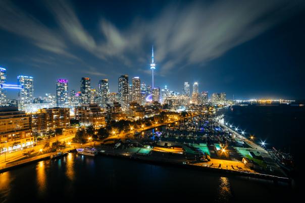 Toronto Skyline from Lake Ontario at Night