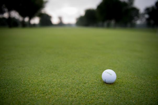 Golf ball on the course at the Safari Golf Club at the Columbus Zoo and Aquarium
