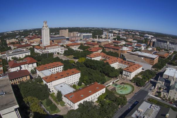 UT campus aerial. Courtesy of the University of Texas at Austin.