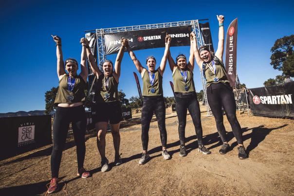 Spartan Racers Cheering at the Finish Line at Santa Margarita Ranch