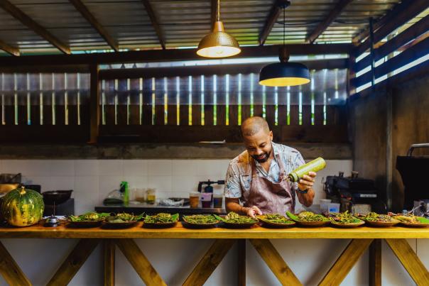 Afro-Caribbean dish by Chef Joseph Archibold at Octo restaurant, an authentic expression of traditional Panamanian cuisine.