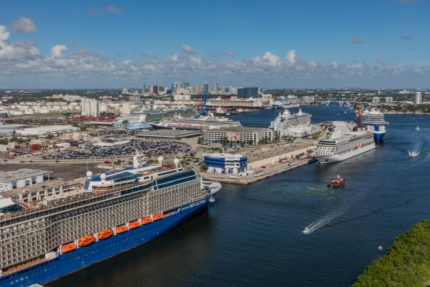 Aerial view of Port Everglades cruise terminal