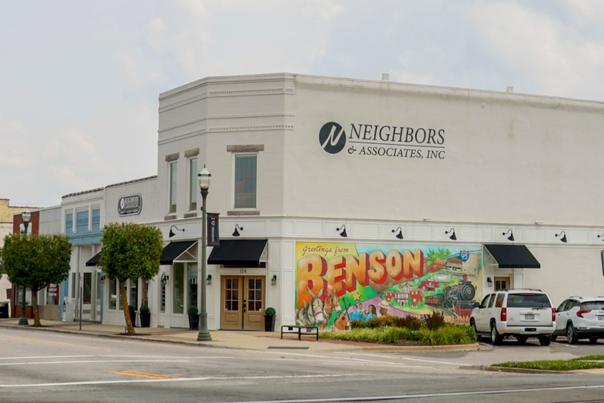 Downtown Benson, NC with Mural located along I-95, Exit 79.