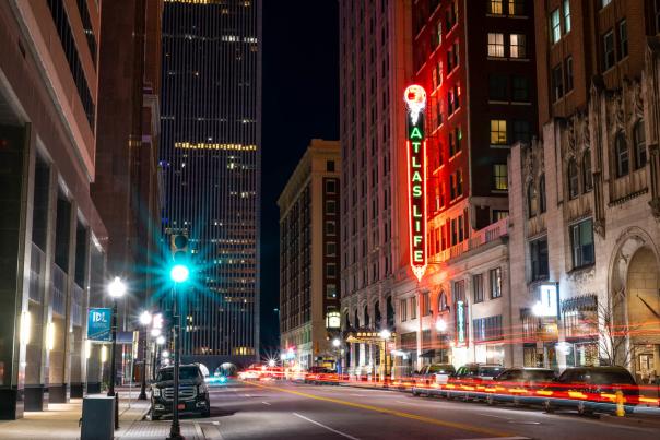 Boston Avenue looking North towards Williams Tower