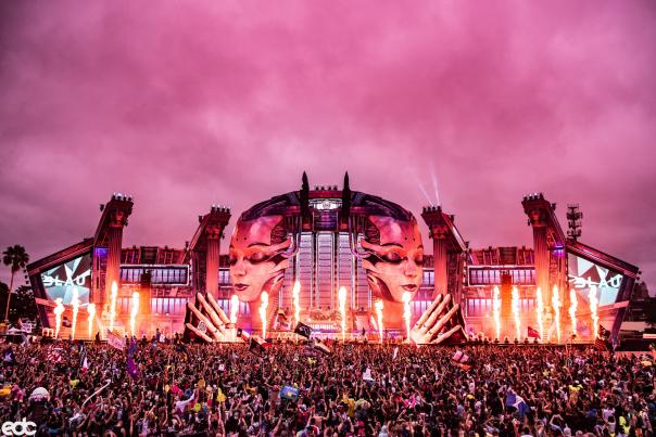 Electric Daisy Carnival crowd and stage at night