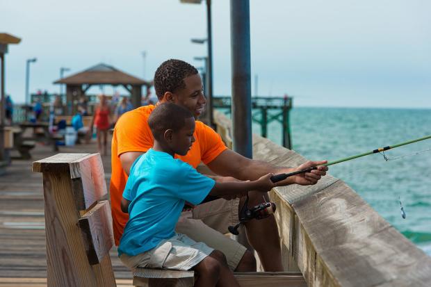 Father and Son Pier Fishing