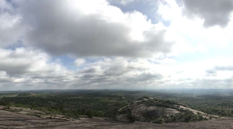 View of the sky and hill country from the Enchanted Rock State Natural Area