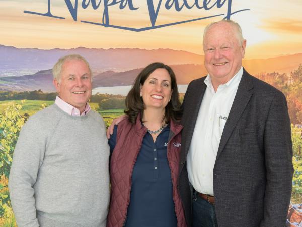 Thomas Bensel, Linsey Gallagher, Tom Davies at Visit Napa Valley's Destination Showcase 2023