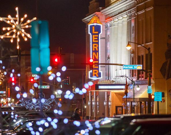 photo of downtown Elkhart during the holidays