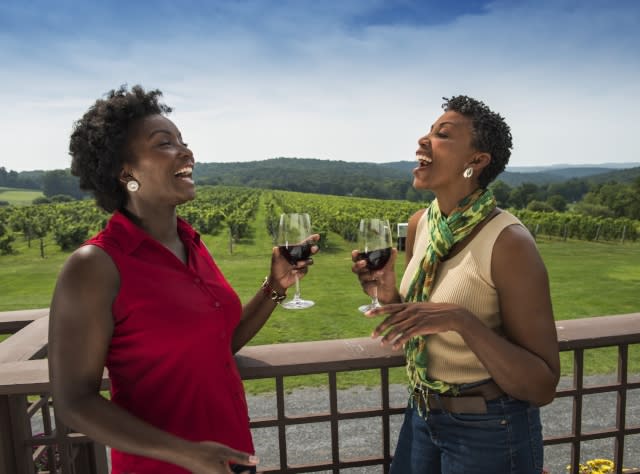 People enjoying wine at Millbrook Vineyards Winery in the Hudson Valley Region