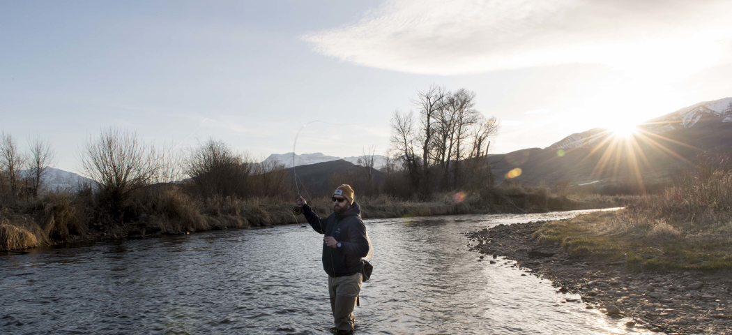 Spend a beautiful winter evening fly fishing on the Provo River