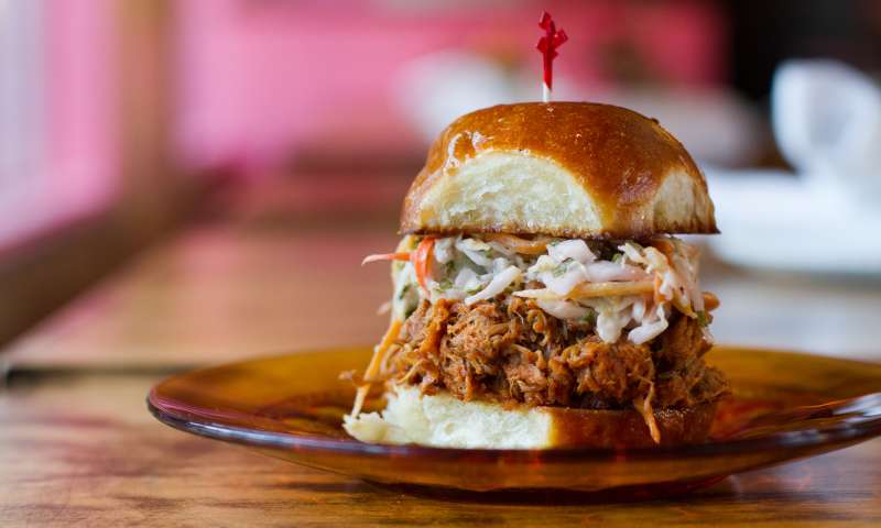 A plated slider from Juhu Beach Club in the Temescal district of Oakland, CA