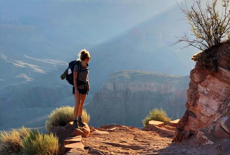 Woman hiking the Grand Canyon in Arizona