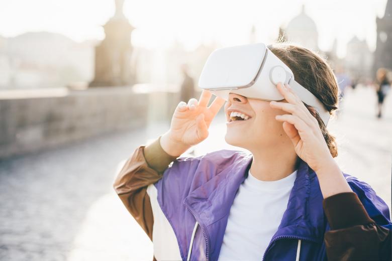 Woman in VR glasses