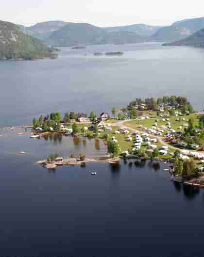 Aerial photo of Neset Camping in Setesdal