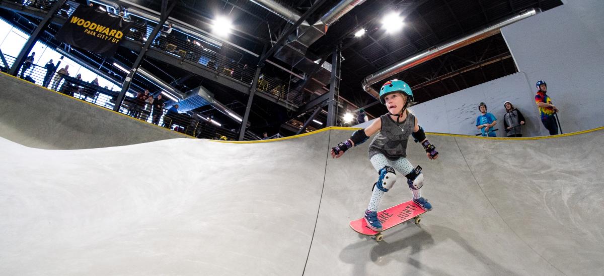 young girl skateboarding