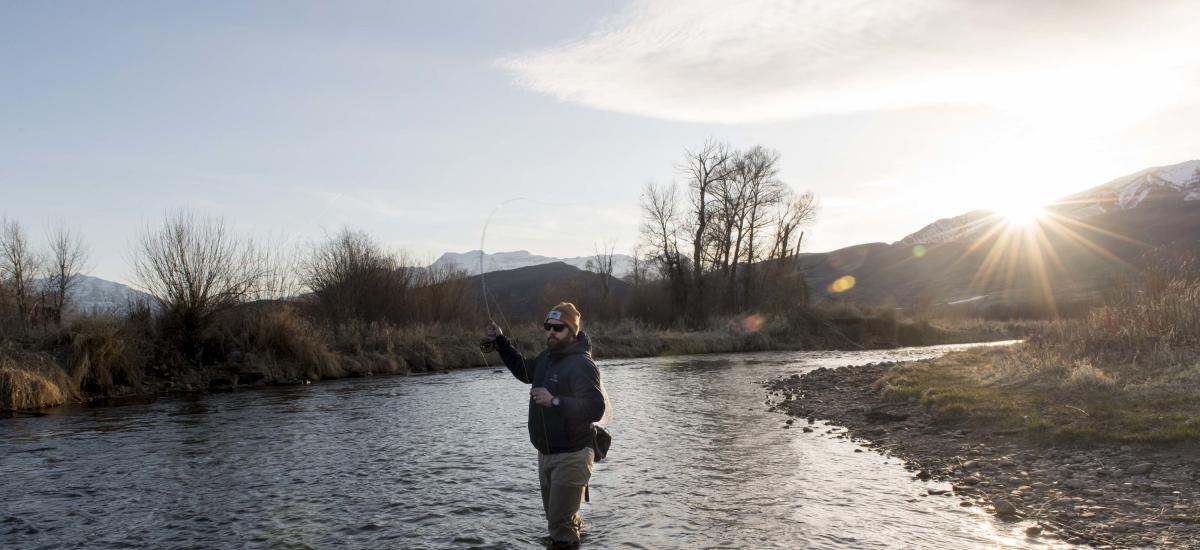 Spend a beautiful winter evening fly fishing on the Provo River