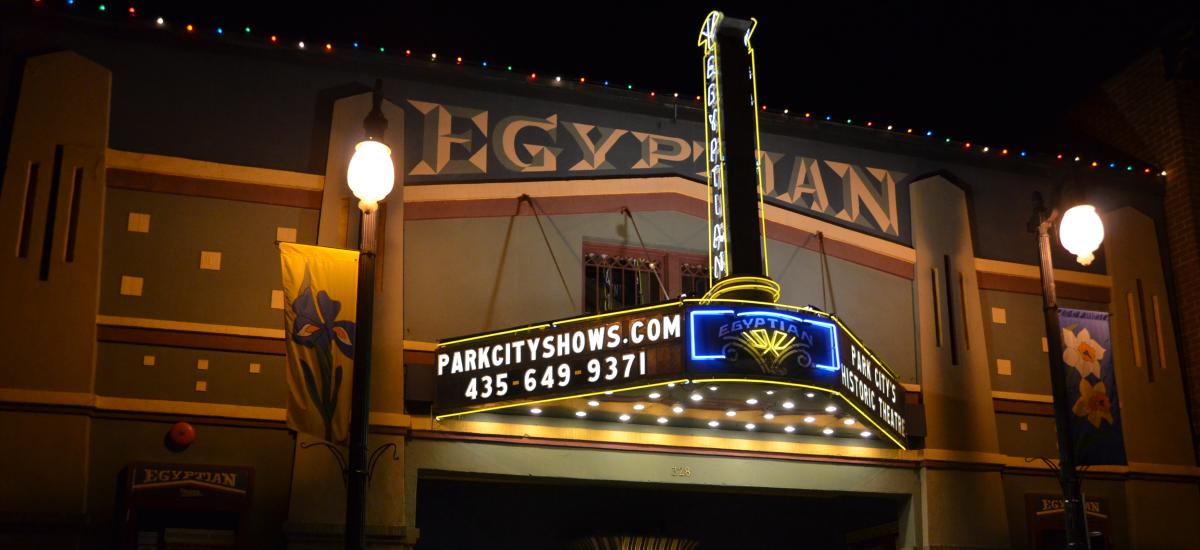 Exterior of Egyptian theater at night